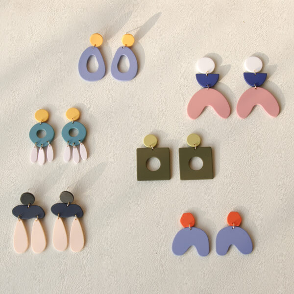 Vintage Geometric Irrgular Big Earrings - Image 2
