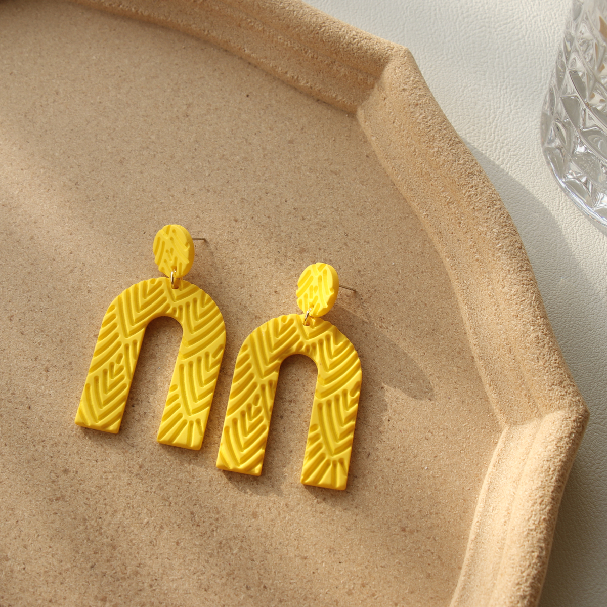 Yellow Candy Colors U Geometric Earrings