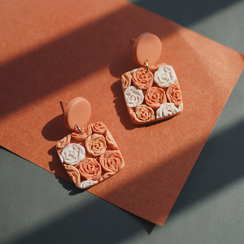 Purple Geometric Polymer Clay Earings - Image 3