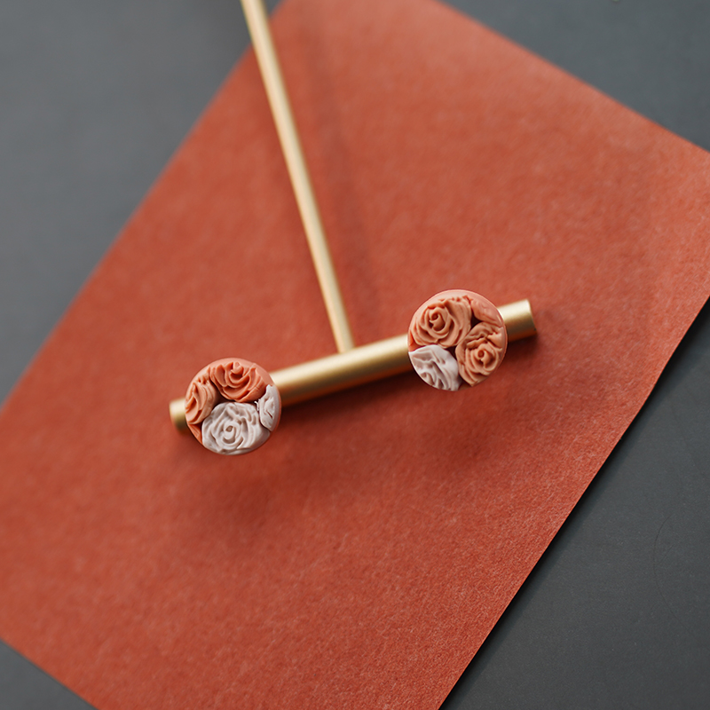 Purple Geometric Polymer Clay Earings - Image 4