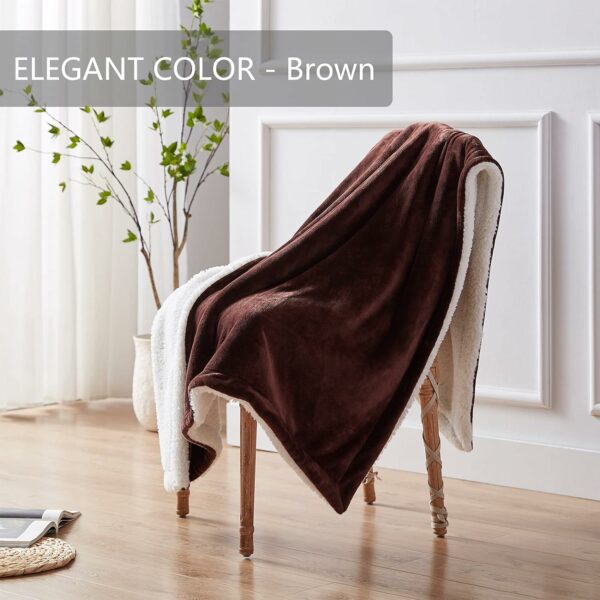 Sherpa Fleece Double Sided Wool Lightweight Throw Blanket - Image 2