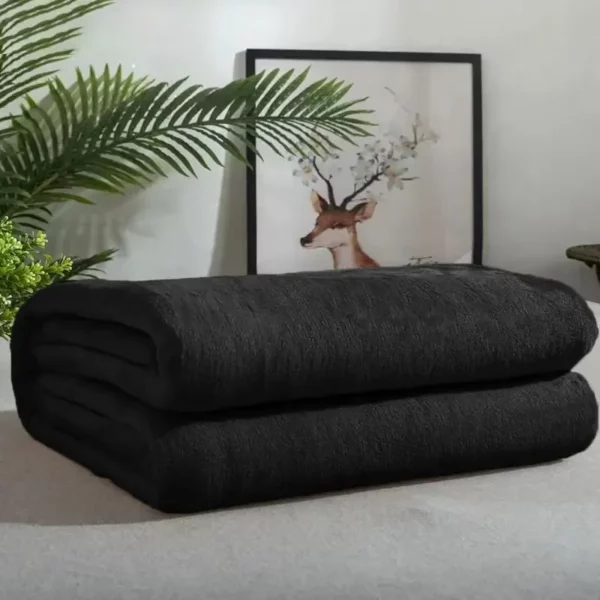 Fluffy Warm Super Soft Solid Color Flannel Throw Blanket - Image 2