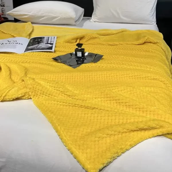 Solid Colour Pineapple Lattice Throw Sofa Blanket - Image 3