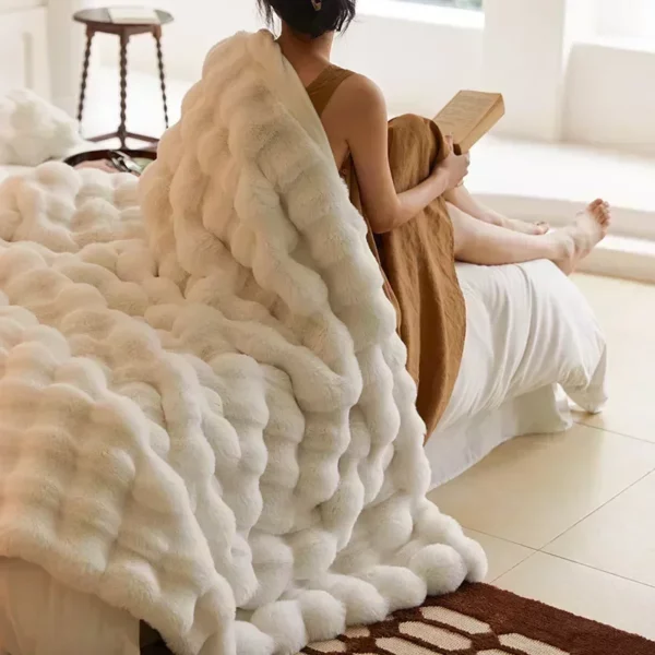Warm Tuscan Imitation Fur Super Soft Blanket - Image 2