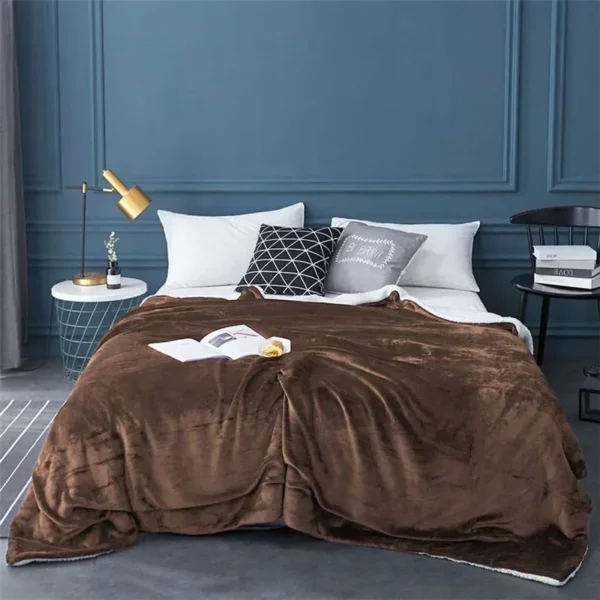 Sherpa Fleece Double Sided Wool Lightweight Throw Blanket - Image 4