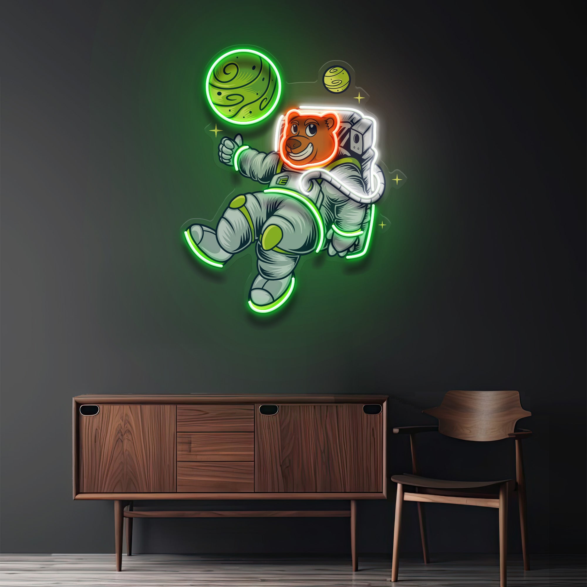 Bear Space LED Neon Sign Light Pop Art