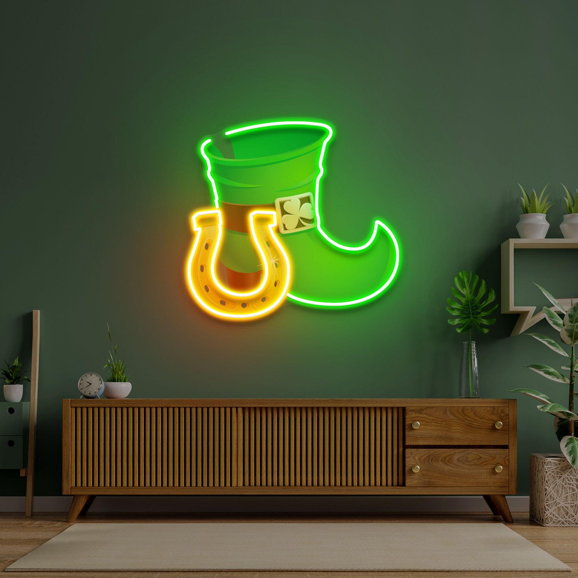 Boot and Horsehoe Neon Sign - Saint Patrick Day
