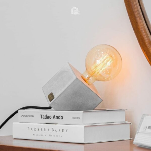 Concrete Table Lamp - Tilted Cement Shape Combine With Dimmer - Image 2
