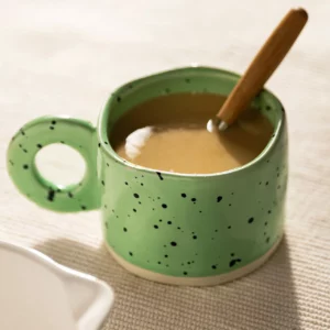Creative Ring Handle Ceramic Mug Candy Color, Green