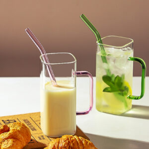 Alternative view of Square With Lids and Straws Glass Cups 400ML