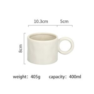 Alternative view of Ceramic Coffee Mug Breakfast Milk Oatmeal Cup, White