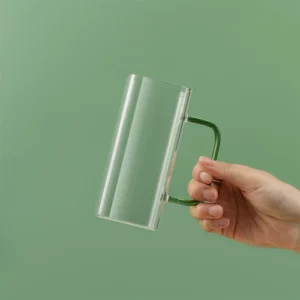 Alternative view of 400ml Square Glass Mug Breakfast Milk Coffee Cup, Green