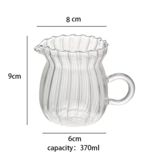 Alternative view of Stripe Milk Jug Heat-resistantn Glass Cup With Handle 370ml