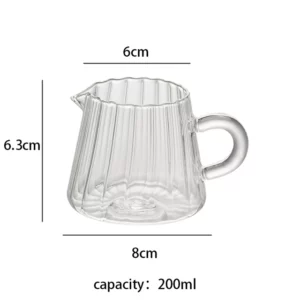 Alternative view of Stripe Milk Jug Heat-resistantn Glass Cup With Handle 200ml