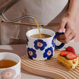 Ceramic Single Cup With Handle Simple Cup Blue