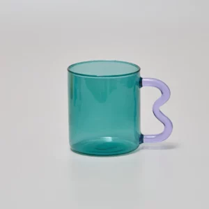 Alternative view of Glass Cups Design Colorful Waved Ear Glass Mug, Purple