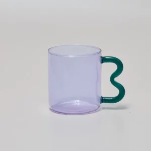 Glass Cups Design Colorful Waved Ear Glass Mug, Purple