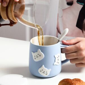 Alternative view of Creative Cartoon Relief Cat Ceramic Mug with Lid Spoon