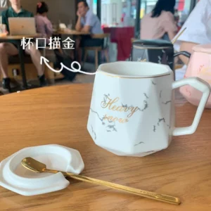 Alternative view of European Style Luxury Gold-painted Ceramic Coffee Mug, White