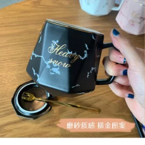 Alternative view of European Style Luxury Gold-painted Ceramic Coffee Mug, Black