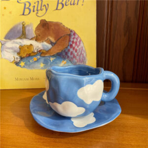 Alternative view of Hand Painted Blue Sky White Clouds Mug with Saucer