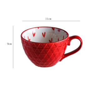 Alternative view of Hand Painted Retro Porcelain Ceramic Mug Red