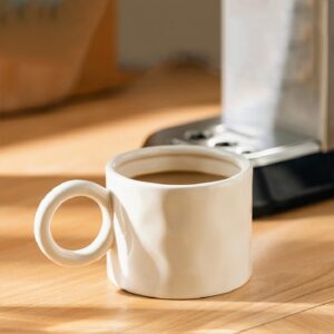 Ceramic Coffee Mug Breakfast Milk Oatmeal Cup, White
