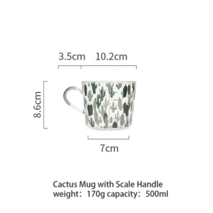 Alternative view of 500ml Cactus Glass Tea Milk Cups With Scale