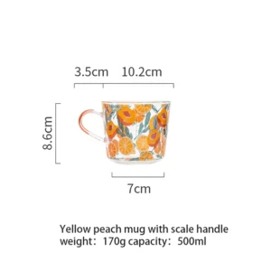 Alternative view of 500ml Yellow Peach Glass Tea Milk Cups With Scale