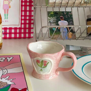 Alternative view of CuteLife Nordic Flower Ceramic Coffee Mug, Pink