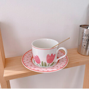 Alternative view of Tulip Pink Coffee Cup Set With Saucer