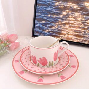 Tulip Pink Coffee Cup Set With Saucer